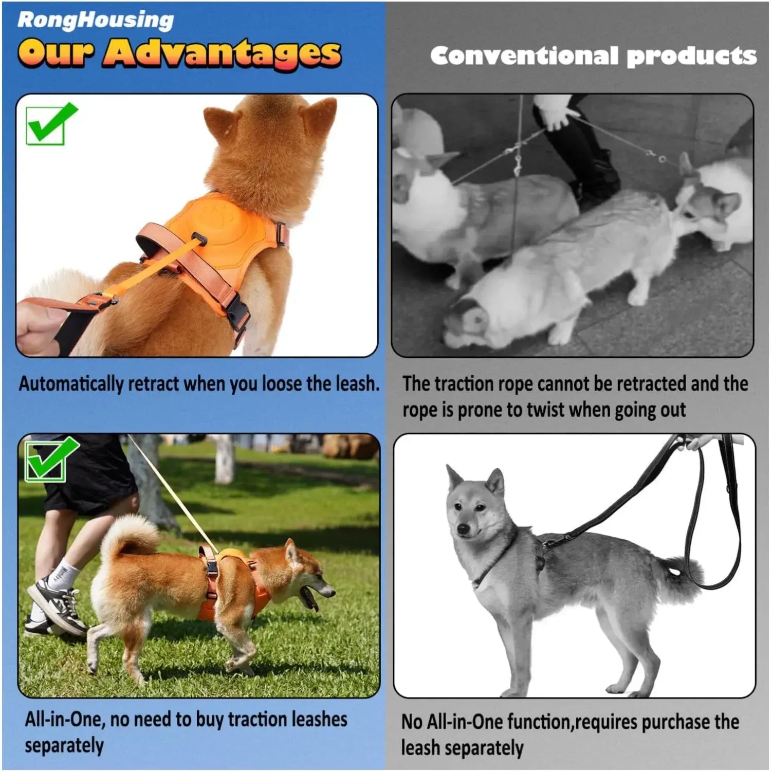 All-in-One Dog Harness & Retractable Leash